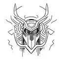 Loki's helmet merging with his dagger tattoo design idea