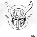 Loki's helmet merging with his dagger tattoo design idea