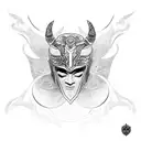 A dotwork tattoo of Loki's helmet merged with a Japanese torii gate tattoo design idea