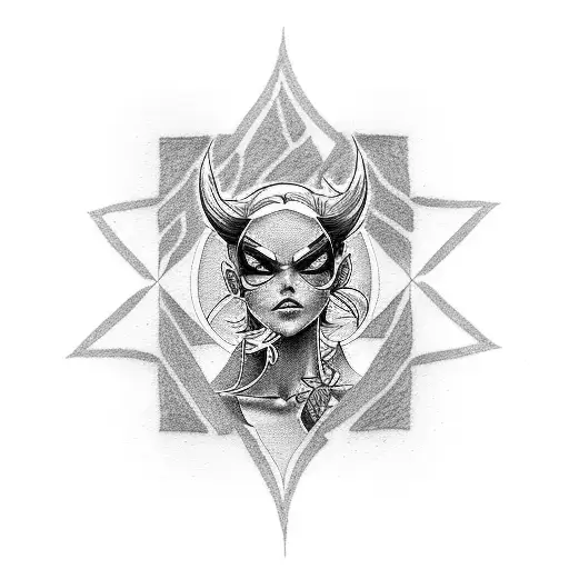 A tattoo of Nico Robin from animes in dotwork style tattoo design idea