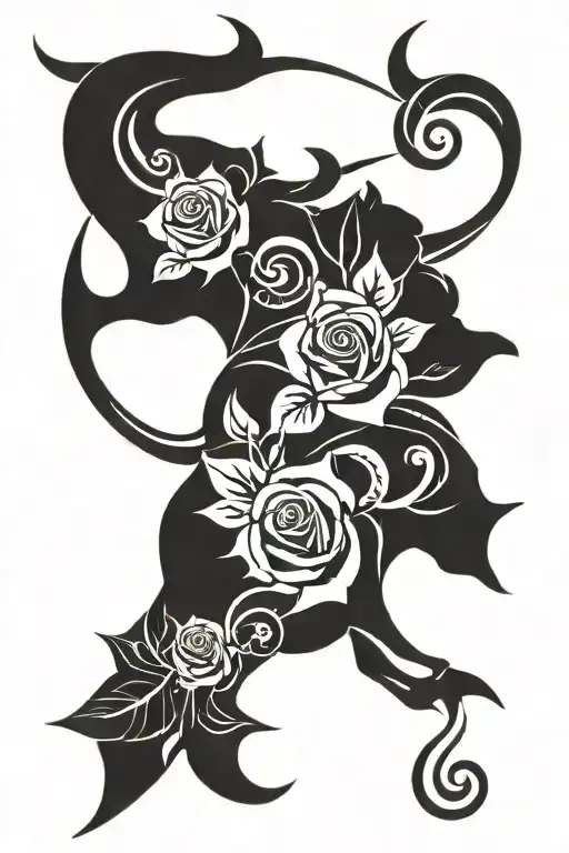 roses and taurus zodiac sign tattoo design idea