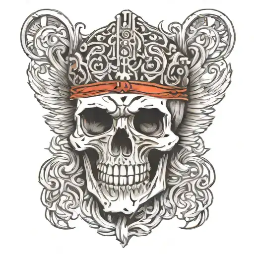 skull haed with logo defqon 1 logo tattoo design idea