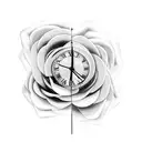 mamaba mentality snake roses and clock  tattoo design idea