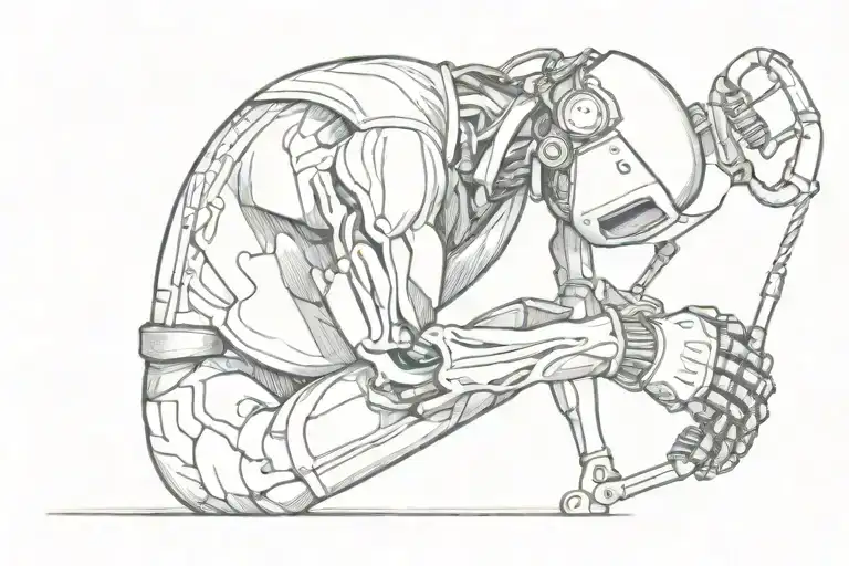 welder welding bones in arm realism tattoo design idea