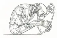 welder welding bones in arm realism tattoo design idea