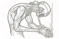 welder welding bones in arm realism tattoo design idea