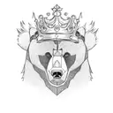 Bear with a crown roaring  tattoo design idea