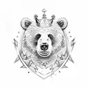 Bear with a crown roaring  tattoo design idea
