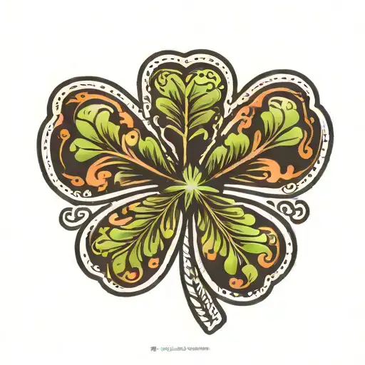 4 leaf clover irish style shamrock tattoo design idea