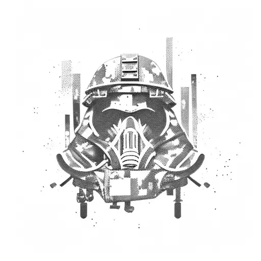 Soldier silhouette with an intricate camouflage pattern tattoo design idea