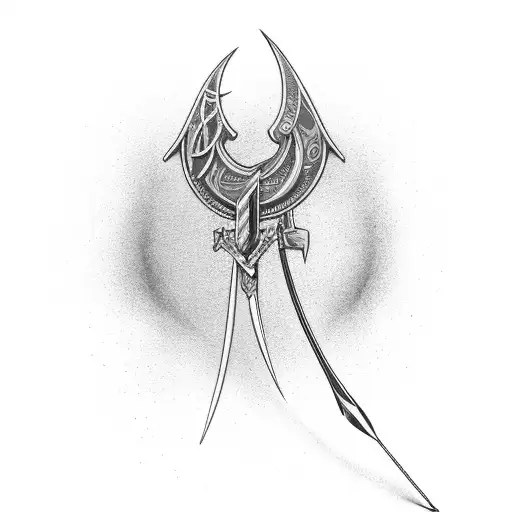 Apollo's Bow and Arrow wrapped in grapevine tattoo design idea