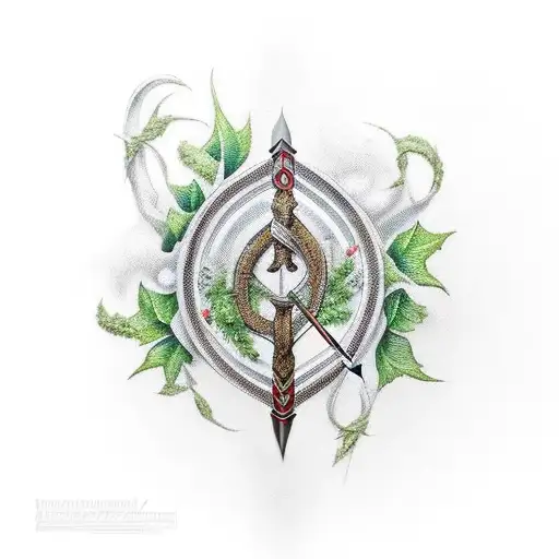 Bow and Arrow wrapped in ivy tattoo design idea