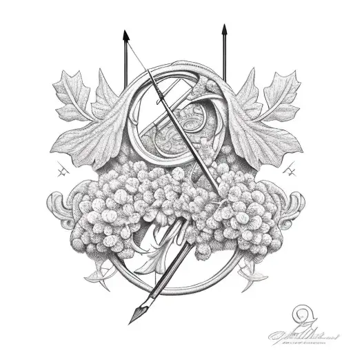 Apollo's Bow and Arrow wrapped in ivy tattoo design idea