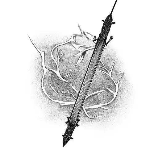 Bow and Arrow wrapped in ivy tattoo design idea