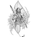 Apollo's Bow and Arrow wrapped in grapevine tattoo design idea