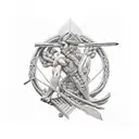 Apollo's Bow and Arrow wrapped in grapevine tattoo design idea