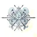 Apollo's Bow and Arrow wrapped in grapevine tattoo design idea