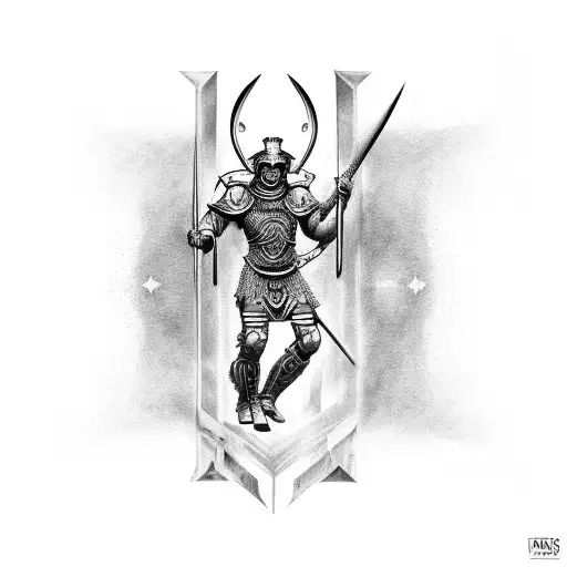 full sleeve for a warrior of god incorporate Aries, Sagittarius, and Leo tattoo design idea
