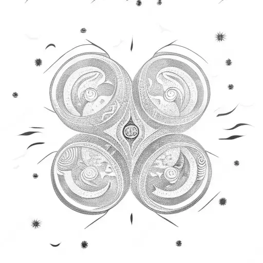 Yin and Yang sun moon and stars in one design  tattoo design idea