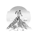 A trail runner sprinting up a mountain peak tattoo design idea