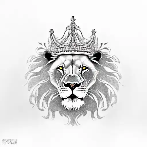 lion facing a white eagle both with a royal crown on there head tattoo design idea