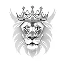 lion facing a white eagle both with a royal crown on there head tattoo design idea