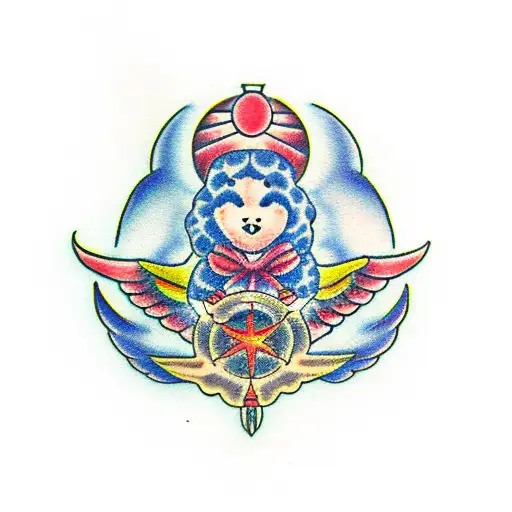 Angel on Ankh tattoo design idea