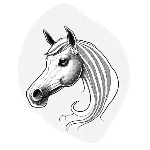horse head without shadows  tattoo design idea