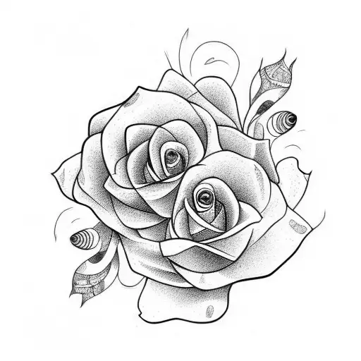 flowers zombie tattoo design idea