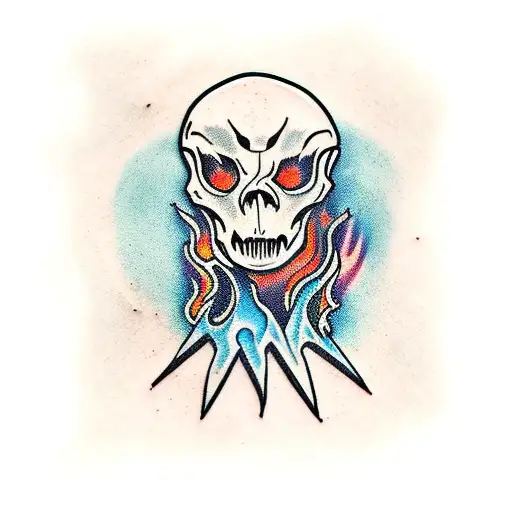 Dinosaur Skull With Fire tattoo design idea