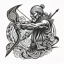 Put the grandpa in backA silhouette of a child holding the handmade bow and arrow, capturing the essence of the memory.  tattoo design idea