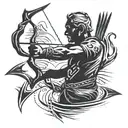 Put the grandpa in backA silhouette of a child holding the handmade bow and arrow, capturing the essence of the memory.  tattoo design idea