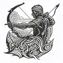 Put the grandpa in backA silhouette of a child holding the handmade bow and arrow, capturing the essence of the memory.  tattoo design idea