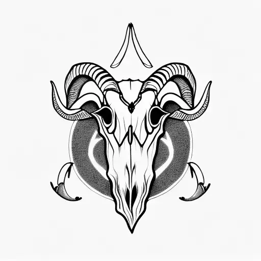 Goat skull 3rd eye big horns tattoo design idea
