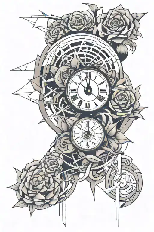 wind roses clock spirited away tattoo design idea