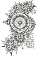 wind roses clock spirited away tattoo design idea