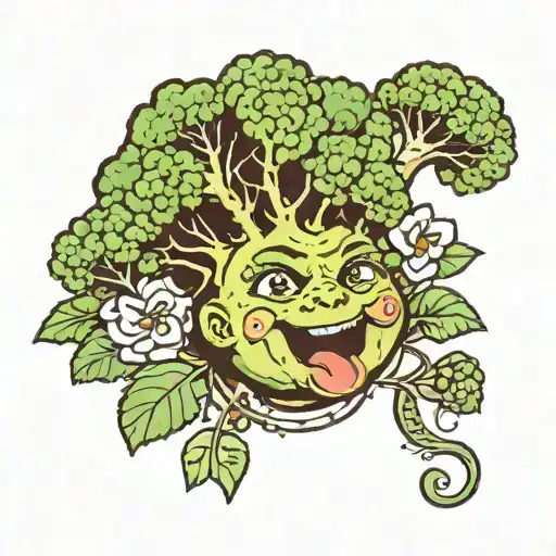  broccoli with a face tattoo design idea