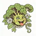  broccoli with a face tattoo design idea