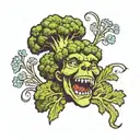  broccoli with a face tattoo design idea