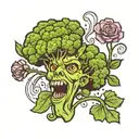  broccoli with a face tattoo design idea
