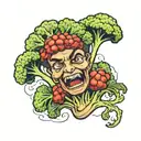  broccoli with a face tattoo design idea