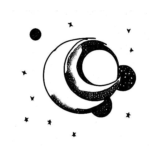 croissant moon with ares constellation of crumbs tattoo design idea