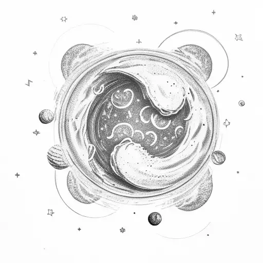 moon made of a croissant with ares constellation of crumbs tattoo design idea