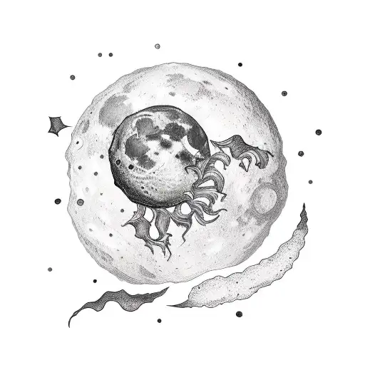 croissant moon with ares constellation of crumbs tattoo design idea