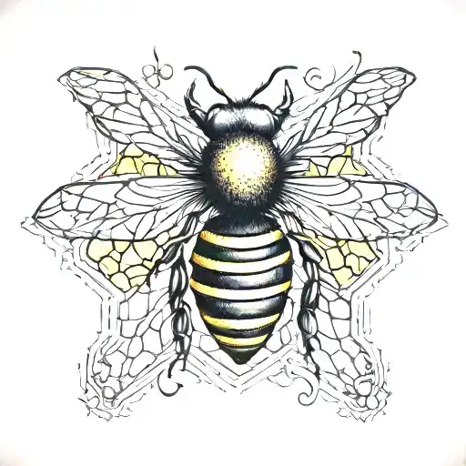 bee honeycomb blackout symmetrical design tattoo design idea