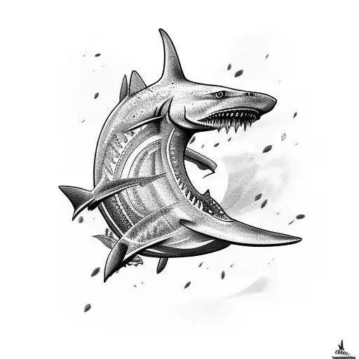 2 tribal shark tattoo design idea