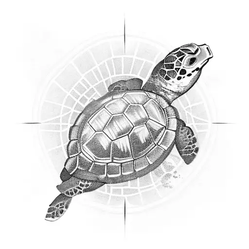  A long-lived turtle.  Inside the slot of the turtle, the ocean, the sun, and the spear of the Egyptian Ra (Solar Lo tattoo design idea