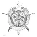 idea A long-lived turtle.  Inside the slot of the turtle, the ocean, the sun, and the spear of the Egyptian Ra (Solar Lo tattoo design idea