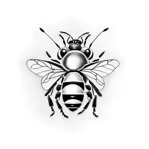 2 bees and roses tattoo design idea