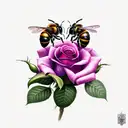 2 bees and rose tattoo design idea